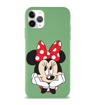 Apple iPhone 11 Pro Max  Lansman Kılıf Minnie Mouse Tasarımlı Altı Kapalı İçi Kadife Kaplı  Kapak (Şeffaf)