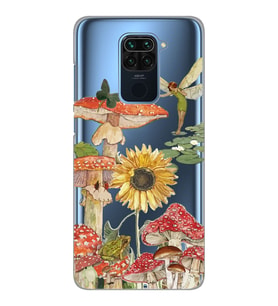 Xiaomi Redmi NOTE 9 Uyumlu Mantar Tasarımlı Şeffaf Telefon Kılıfı