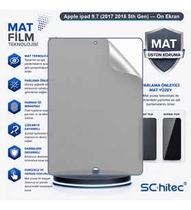 SChitec Apple ipad 9.7 (2017 2018 5th Gen) Uyumlu Ön Yüzey Mat Hidrojel Ekran Koruyucu
