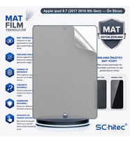SChitec Apple ipad 9.7 (2017 2018 5th Gen) Uyumlu Ön Yüzey Mat Hidrojel Ekran Koruyucu