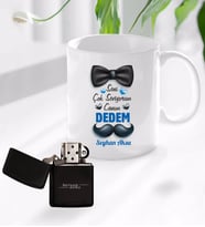 BK Gift Kişiye Özel Canım Dedem Tasarımlı Kupa Bardak ve Benzinli Çakmak Seti-2 (Model 1)