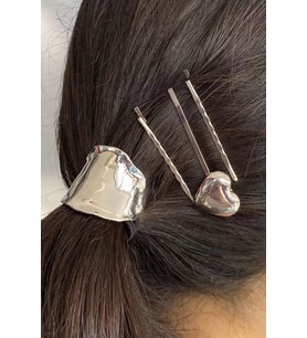 Caş Dekorasyon Gümüş Renk Metal Detaylı Lastik Toka Ve Tel Toka Set