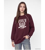 LCW Modest Mürdüm Baskılı Oversize Kadın Sweatshirt Tunik