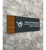 Wooden Serisi Mat Antrasit Satış&Pazarlama Yönlendirme Levhası