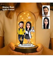 Kişiye Özel Çift Karikatür ATT-ECZACI Fanus Işıklı Biblo