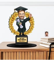 Kişiye Özel Karikatürlü Mezun Öğrenci Ahşap Oscar - Masaüstü Biblo