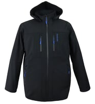 Dekons 6XL Erkek Bel-Göbek Çevresi 136-146 cm Arası İçin Uygun Büyük Beden Battal Boy Siyah Su Geçirmez Softshell Mont
