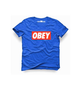 Tshirthane Baskılı Mavi Erkek Dar Kesim Slim Fit t-shirt