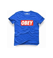 Tshirthane Baskılı Mavi Erkek Dar Kesim Slim Fit t-shirt