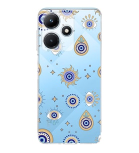 PrintiFy İnfinix Hot 30i ile Uyumlu Nazar Boncuğu 5  Kamera Korumalı Şeffaf Silikon Kılıf