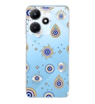 PrintiFy İnfinix Hot 30i ile Uyumlu Nazar Boncuğu 5  Kamera Korumalı Şeffaf Silikon Kılıf