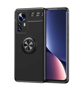 Xiaomi Mi 12 Pro Kılıf Zore Ravel Yüzüklü Silikon Kılıf (Siyah)