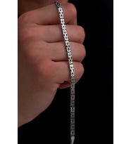Erkek Gümüş Bileklik - 4.5mm Dikdörtgen Kesim Yassı Kral Gümüş Bileklik