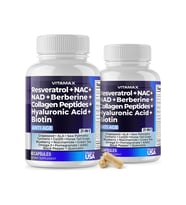 Vitamax Resveratrol + N.C + NAD + Berberine + Collegen Peptides + Hyaluronic Acid + Biy/otin 21 IN 1 - 60 Kapsül - İthal