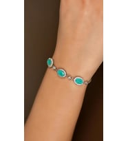 Paraiba Taşlı Rodyum Oval Anturaj Gümüş Bileklik