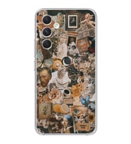 Samsung Galaxy A14 Uyumlu Aesthetic Sanatsal Kolaj Desenli Şeffaf Telefon Kılıfı