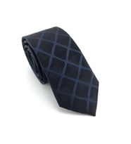 PİERRONİ Lacivert Kare Desen Slim Kravat