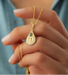 925 Ayar Gümüş Tuğralı Altın Kaplama Kolye