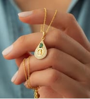 925 Ayar Gümüş Tuğralı Altın Kaplama Kolye