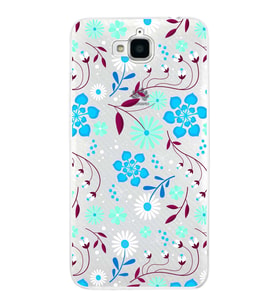 Huawei Y6 Pro Uyumlu Kapak Flowers Tasarımlı Şeffaf Silikon Kılıf