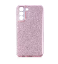 Samsung Galaxy S21 FE Uyumlu Kılıf Sert Silikon Simli Desenli Zore Shining Silikon (Pembe)