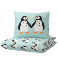Çocuk Nevresim Takımı MeridyenDukkan Açık Turkuaz Renk Penguen Temalı 150x200Cm 