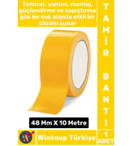 Uzun Ömürlü Su Nem Küfe Dayanıklı Çok Amaçlı SARI Montaj Onarım Tamir Bantı 48 Mm X 10 Metre