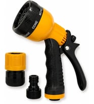 Ayarlanabilir Bahçe Sulama Tabancası 8 Fonksiyonlu, Ergonomik Kaymaz Saplı Sprey Tabancası, Tetik Kilitleme Özelliği, Basınç Ayarlı Su Püskürtme Tabancası, Hortum Bağlantı Adaptörlü, Araç Yıkama