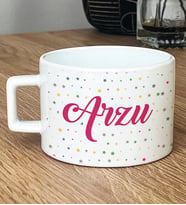 Kişiye Özel İsim Baskılı Hediye Lüks Fincan Doğum Günü Hediyesi (Beyaz)