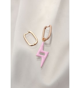 Pembe Şimşek Model Çelik Küpe (Çok Renkli)