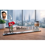 Kişiye Özel Hava Kuvvetleri Karikatürlü 30 cm Ayna Pleksi Masaüstü İsimlik - Ofis Hediyesi