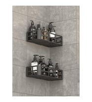 Mithra Life 2 Adet Düzenleyici Yapışkanlı Banyo Organizer Duş Rafı MIT1146 (Siyah)