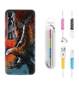 Tecno Spark 6 6 Go 8C 8 Pro 7 7 Pro Kılıf Kablo Koruma Spiral Silikon Kartal Uçarken 1718