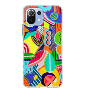 PrintiFy Xiaomi Mi 11 Lite ile Uyumlu 1mm Slim Fit Retro Renkler 6 Baskılı Şeffaf  Kılıf