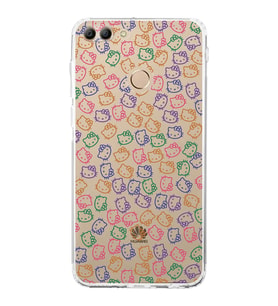 Huawei Y9 2018  Kamera korumalı Kapak Hello Kitty Tasarımlı  Şeffaf Kılıf