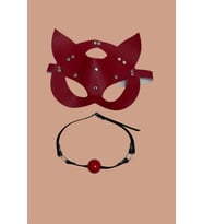 Amora Secret Kırmızı Deri Maske Ve Ağız Topu Harness Aksesuar
