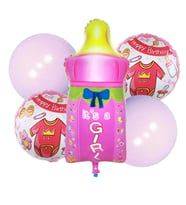 İyiki Doğdun Biberon 5 li Set Folyo Balon (Pembe)