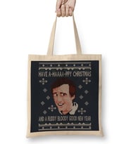 Christmas Alan Partridge A-Haaaapy Christmas Knit Pattern Bez Çanta Uzun Saplı