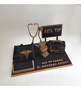Kişiye Özel Acil Tıp Uzmanı Masa İsimliği Kartvizitlik - Acil Servis & Atama Tebrik Hediyesi