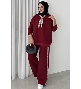 Fularlı Üç İplik İkili Takım 1654 - Bordo