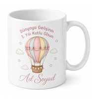 Hoş Geldin 1 Yaş Temalı Doğum Günü Hatırası Seramik Kupa Bardak Hediye