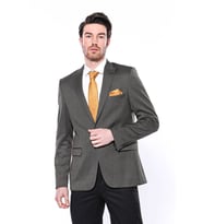 Kendinden Desenli Slim Fit Kahverengi Erkek Ceket - Wessi