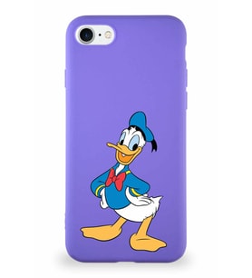 Apple iPhone 8 Soft Premier Kapak Donald Duck-C Tasarımlı Silikon Kılıf - Mor (Şeffaf)
