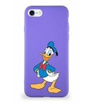 Apple iPhone 8 Soft Premier Kapak Donald Duck-C Tasarımlı Silikon Kılıf - Mor (Şeffaf)