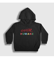 Presmono Unisex Çocuk Siyah Humanz V2 Gorillaz Kapüşonlu Sweatshirt 54771tt