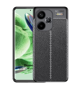 Microsonic Xiaomi Redmi Note 13 Pro Plus 5G Kılıf Deri Dokulu Silikon Siyah