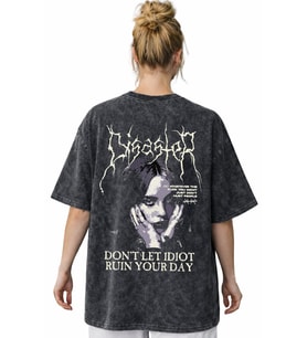 Tasarım Billie Eilish Şarkıcı Sırt Baskılı Unisex Oversize Vintage Yıkamalı Tişört