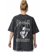 Tasarım Billie Eilish Şarkıcı Sırt Baskılı Unisex Oversize Vintage Yıkamalı Tişört