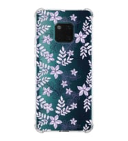 PrintiFy Huawei Mate 20 Pro Uyumlu Köşe Korumalı Floral Lila Tasarımlı Şeffaf Silikon Kılıf