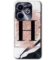 İnfinix Hot 40i Kılıf HD Desen Baskılı Kılıf - Pembe Mermer Desenli H Harfi